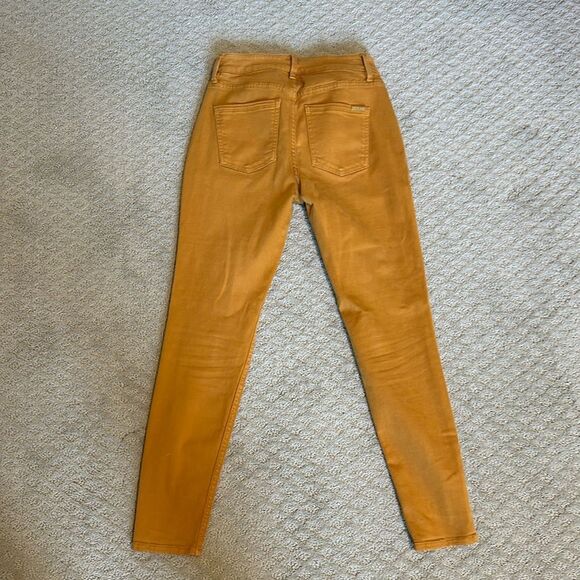 Sz 0P White House Black Market camel rust washed high rise skinny jeans - Picture 6 of 7